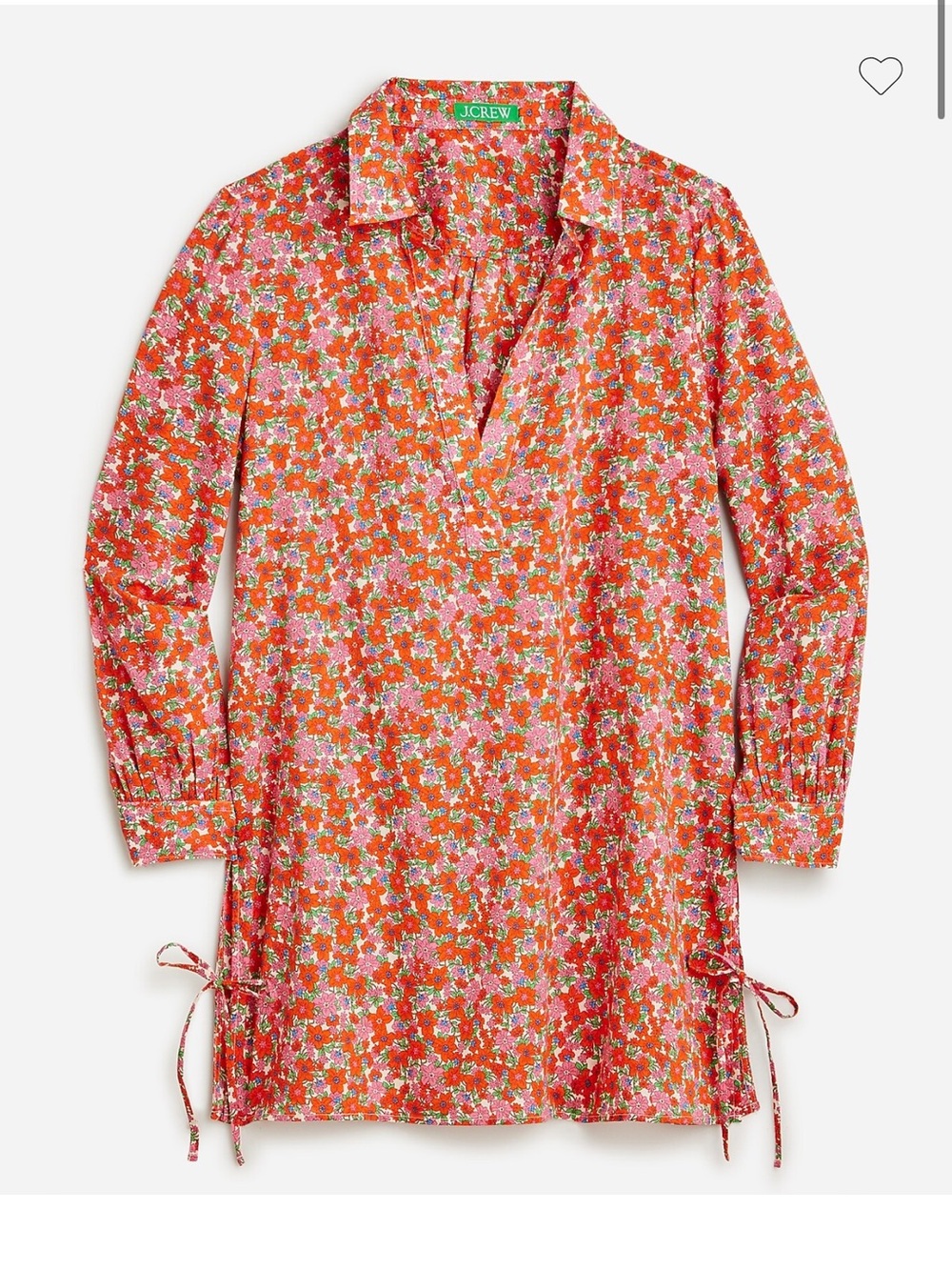 J.Crew Cotton voile tunic cover-up with side ties brilliant blooms size Medium